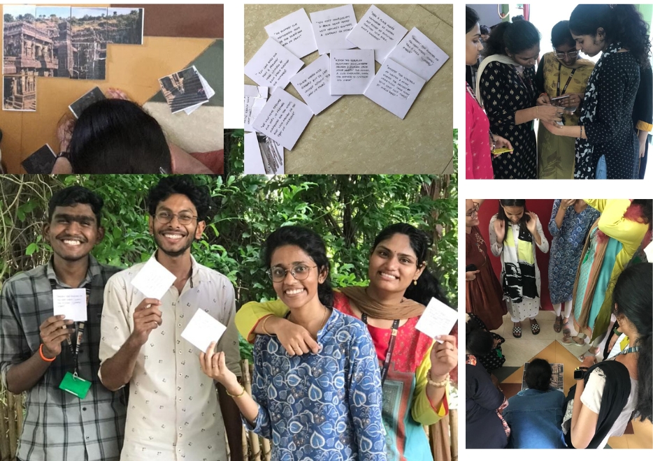 Two men in bicycle jerseys sitting outside at table having coffee